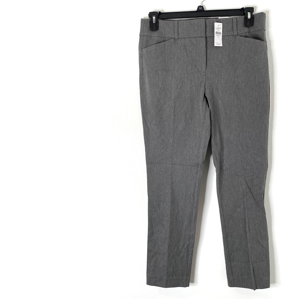 LOFT Sutton Skinny Ankle Pants Grey Mid Rise Stretch NWT